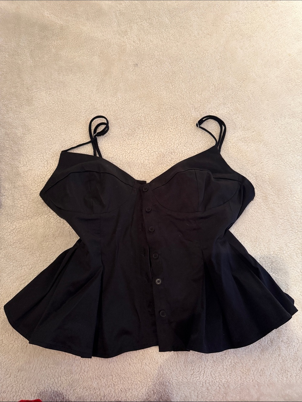 Zara Black Button-Front Peplum Cami